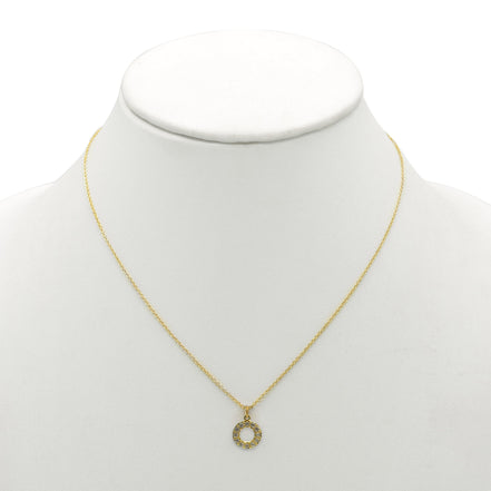 Gold Circle Crystal Pendant Necklace – 18"+3" Adjustable Chain#N5477GLD (LF14/LH26)
