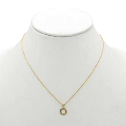 Gold Circle Crystal Pendant Necklace – 18"+3" Adjustable Chain#N5477GLD (LF14/LH26)