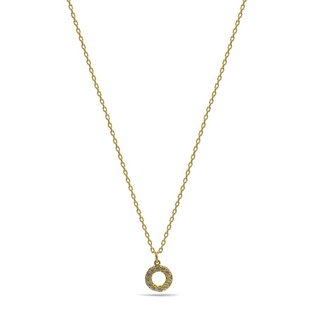 Gold Circle Crystal Pendant Necklace – 18"+3" Adjustable Chain#N5477GLD (LF14/LH26)