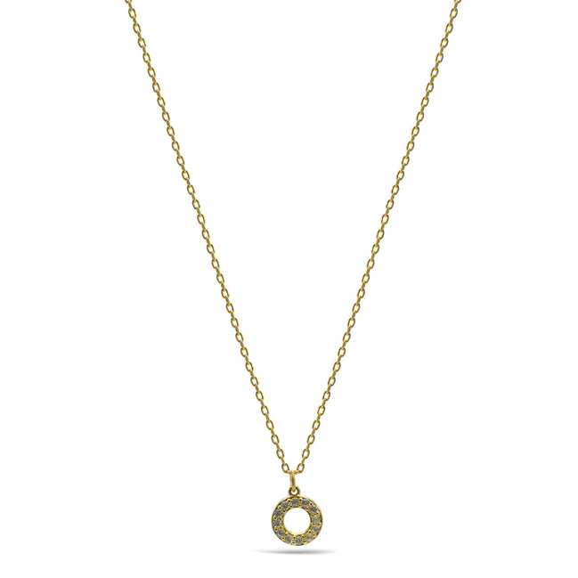 Gold Circle Crystal Pendant Necklace – 18"+3" Adjustable Chain#N5477GLD (LF14/LH26)