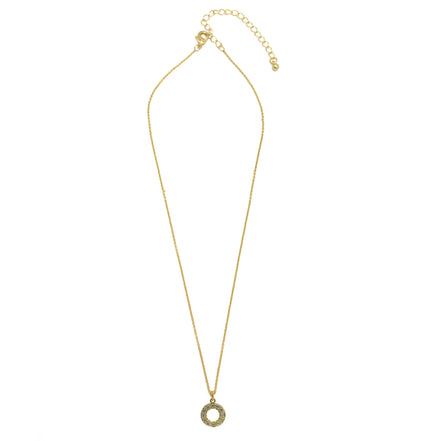 Gold Circle Crystal Pendant Necklace – 18"+3" Adjustable Chain#N5477GLD (LF14/LH26)