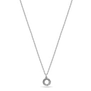 Rhodium Circle Crystal Pendant Necklace – 18