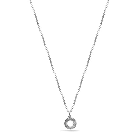 Rhodium Circle Crystal Pendant Necklace – 18"+3" Adjustable Chain#N5477RHO (LF14/LH26)