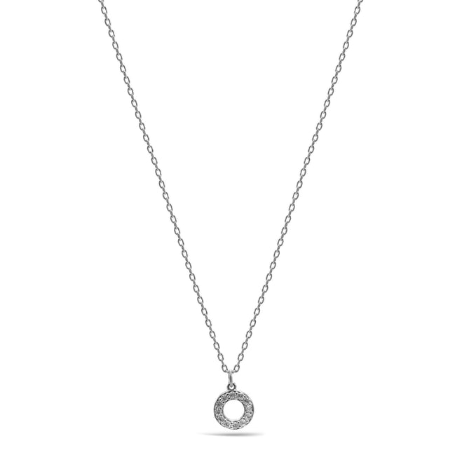 Rhodium Circle Crystal Pendant Necklace – 18"+3" Adjustable Chain#N5477RHO (LF14/LH26)