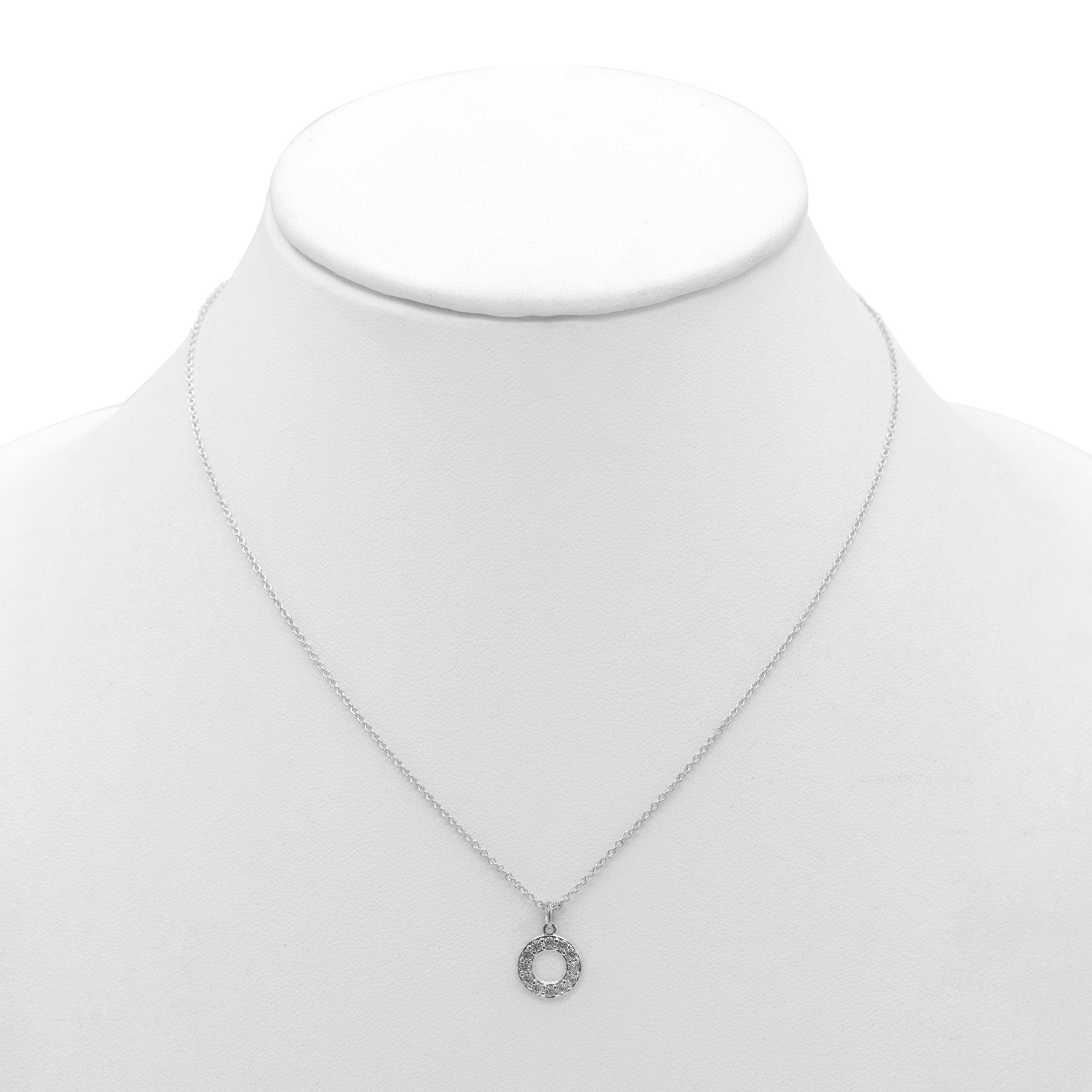 Rhodium Circle Crystal Pendant Necklace – 18