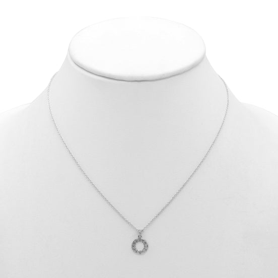 Rhodium Circle Crystal Pendant Necklace – 18"+3" Adjustable Chain#N5477RHO (LF14/LH26)