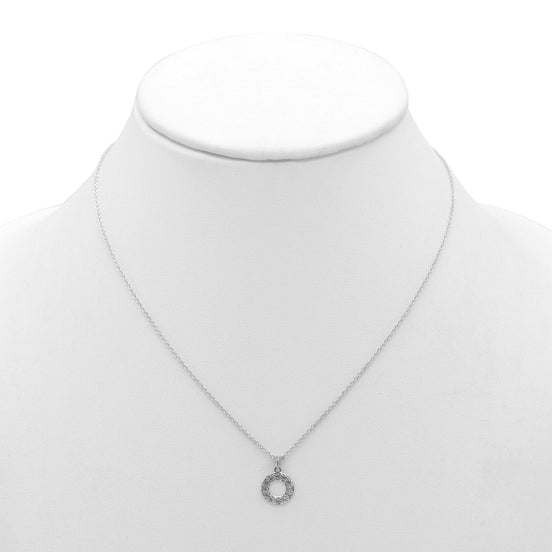 Rhodium Circle Crystal Pendant Necklace – 18"+3" Adjustable Chain#N5477RHO (LF14/LH26)