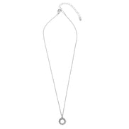 Rhodium Circle Crystal Pendant Necklace – 18