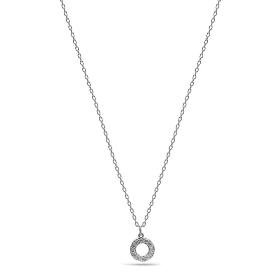 Rhodium Circle Crystal Pendant Necklace – 18"+3" Adjustable Chain#N5477RHO (LF14/LH26)