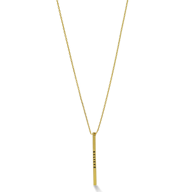 GOLD "BELIEVE" BAR PENDANT NECKLACE #N4465GLD(OG16)
