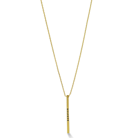 GOLD "BELIEVE" BAR PENDANT NECKLACE #N4465GLD(OG16)