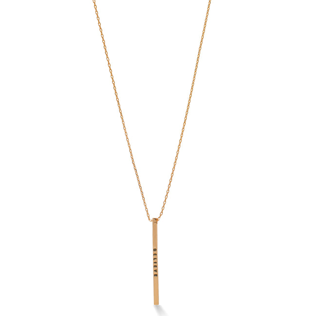 ROSE GOLD "BELIEVE" BAR PENDANT NECKLACE #N4465RG(OG16)
