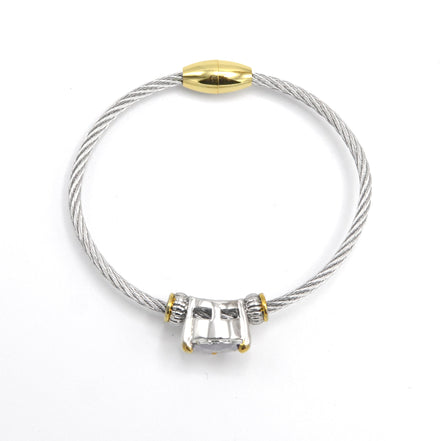 Clear Crystal Heart Cable Bracelet – 2.5" Diameter# 4110BR-CLEAR(FD17)