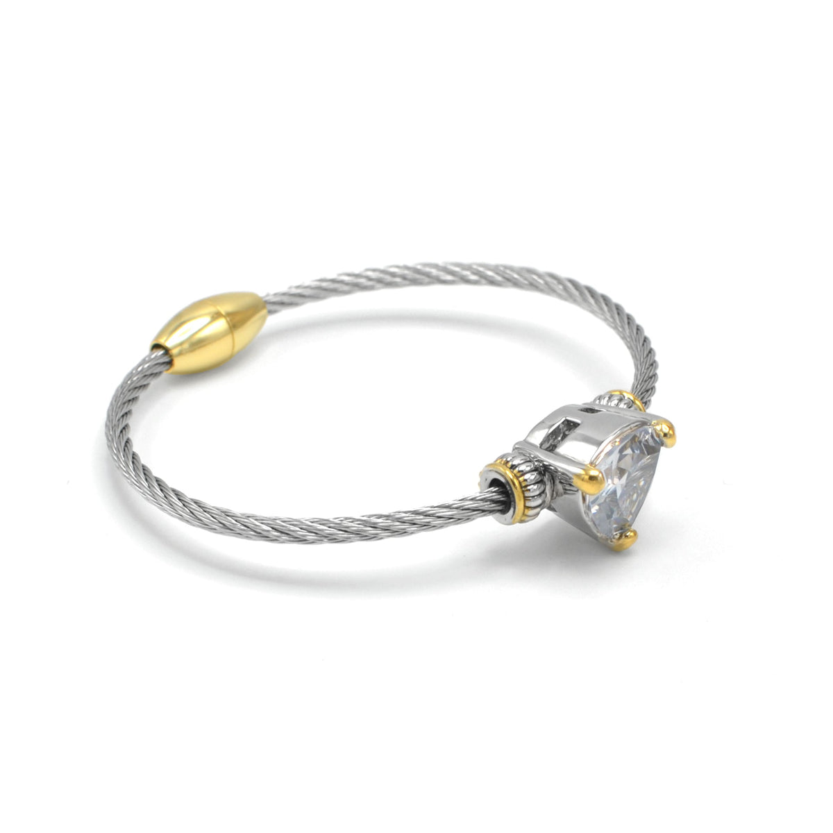 Clear Crystal Heart Cable Bracelet – 2.5