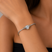 Clear Crystal Heart Cable Bracelet – 2.5