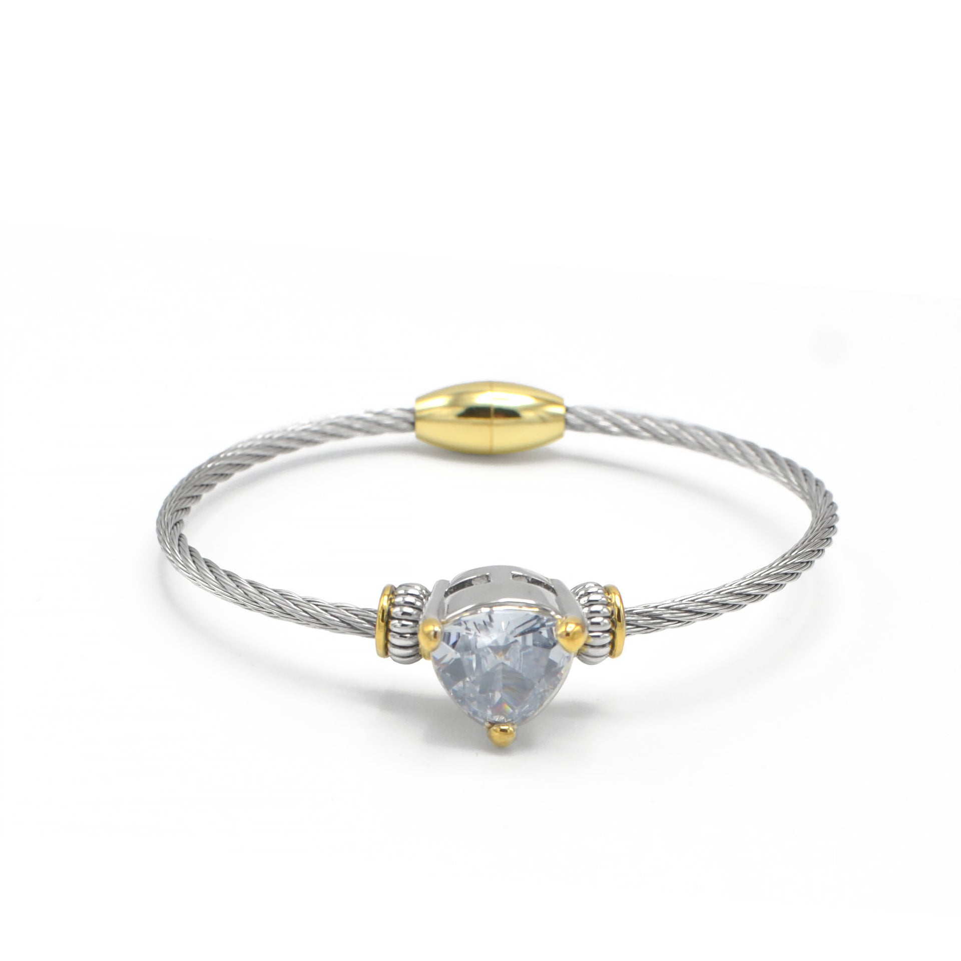 Clear Crystal Heart Cable Bracelet – 2.5