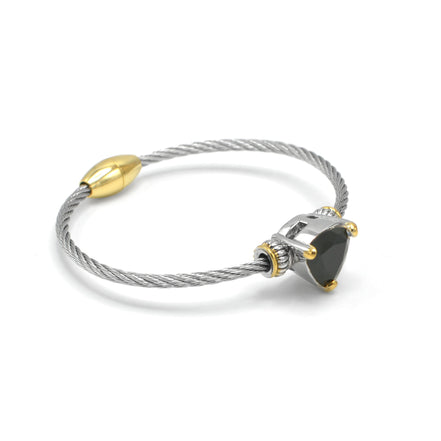 Black crystal Cable Bracelet with Two-Tone Accents 2.5"# 4110BR-JET(FD18)