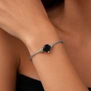 Black crystal Cable Bracelet with Two-Tone Accents 2.5