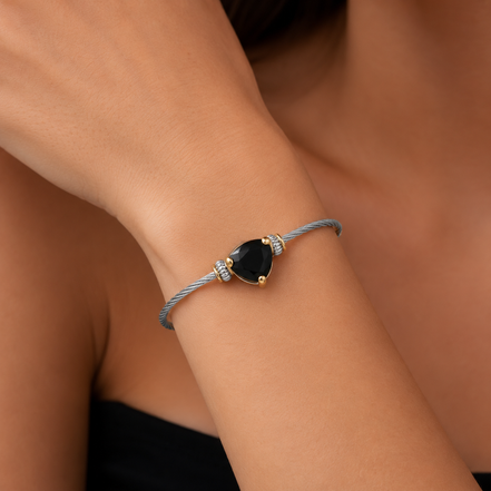 Black crystal Cable Bracelet with Two-Tone Accents 2.5"# 4110BR-JET(FD18)