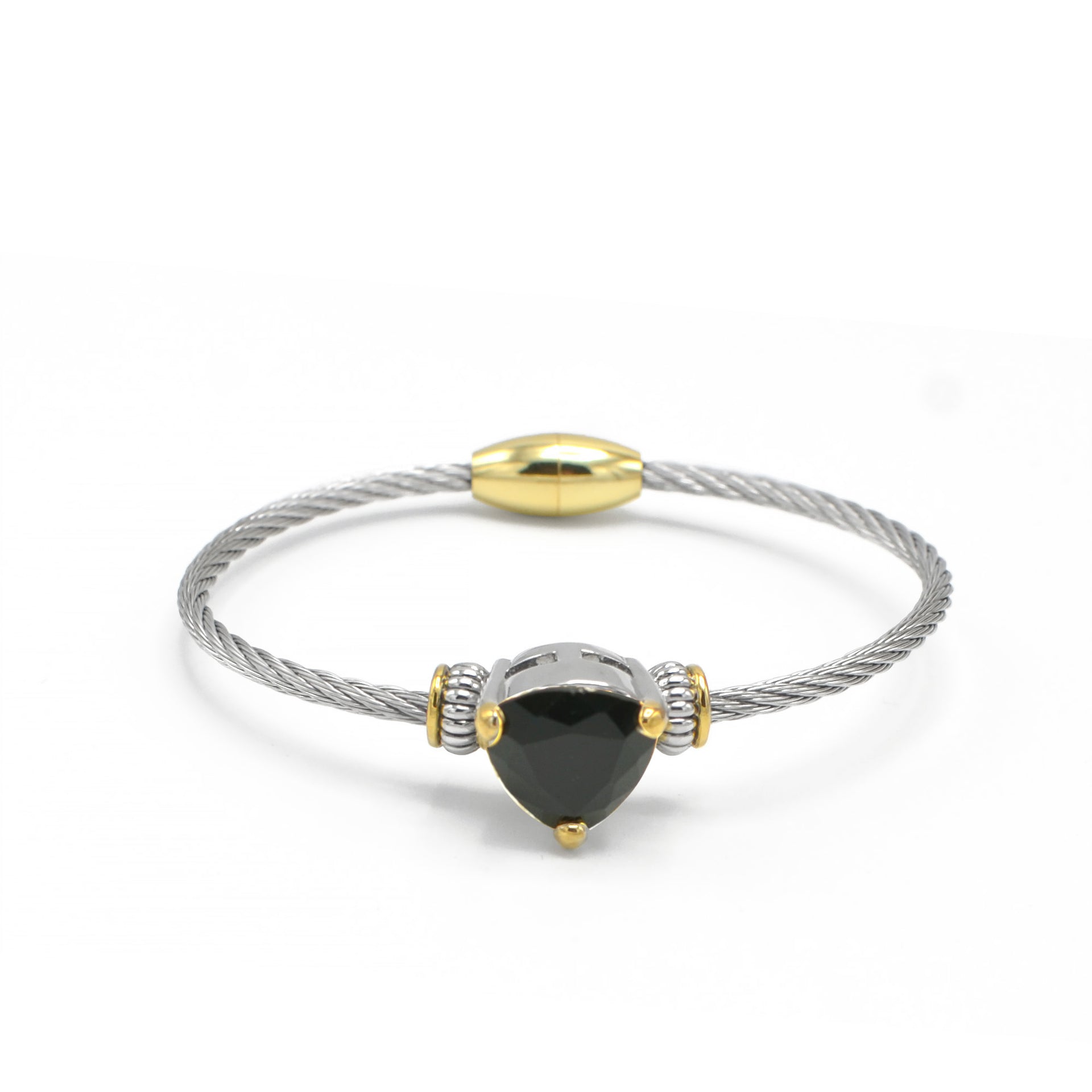 Black crystal Cable Bracelet with Two-Tone Accents 2.5
