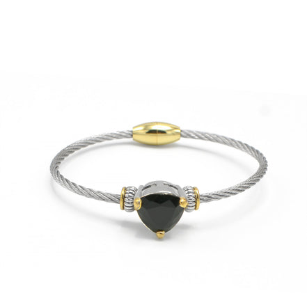 Black crystal Cable Bracelet with Two-Tone Accents 2.5"# 4110BR-JET(FD18)