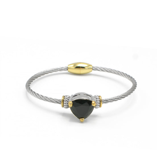 Black crystal Cable Bracelet with Two-Tone Accents 2.5"# 4110BR-JET(FD18)