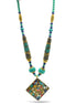 GOLD BLUE AND TURQUOISE BEADS MULTICOLOR PENDANT NECKLACE #FWNK1808-20-M