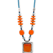 Blue Orange and Silver Beads and Orange and Silver Pendant necklace #FWNK-1808-28