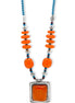 Blue Orange and Silver Beads and Orange and Silver Pendant necklace #FWNK-1808-28