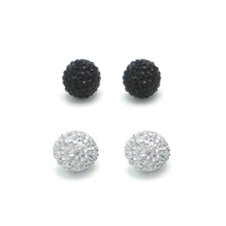BLACK AND SILVER FIRE BALL EARRING# SQ3816BS (MG7)