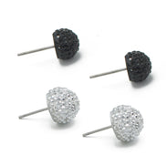 BLACK AND SILVER FIRE BALL EARRING# SQ3816BS (MG7)