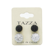 BLACK AND SILVER FIRE BALL EARRING# SQ3816BS (MG7)