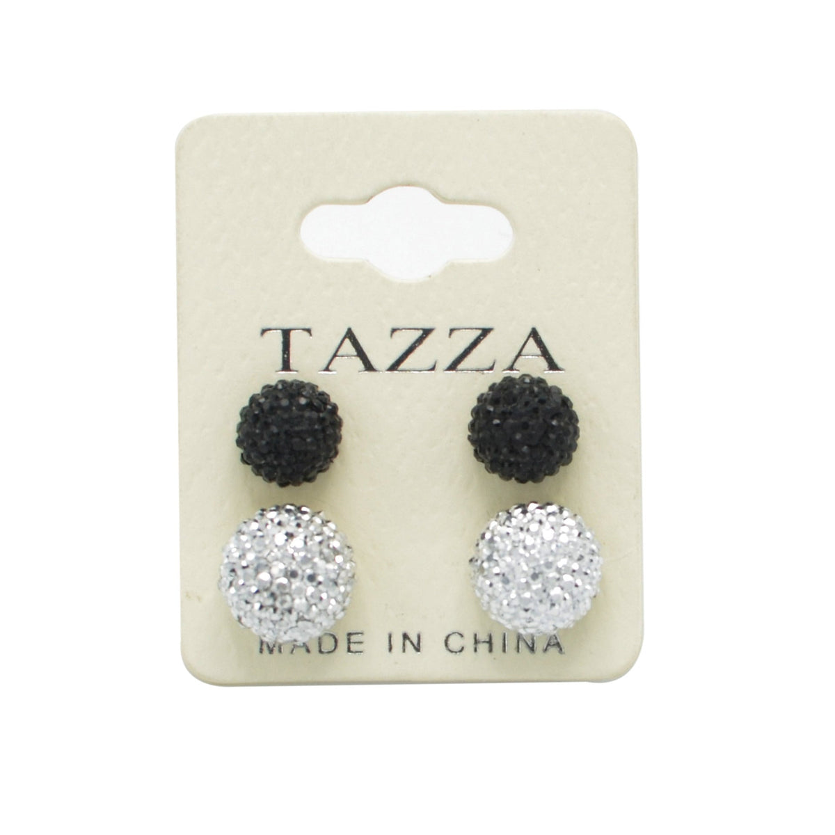BLACK AND SILVER FIRE BALL EARRING# SQ3816BS (MG7)
