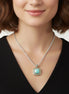 Two-Tone Turquoise Square Pendant Box Chain Necklace #73014EH-TRQ (FA25/FH13)