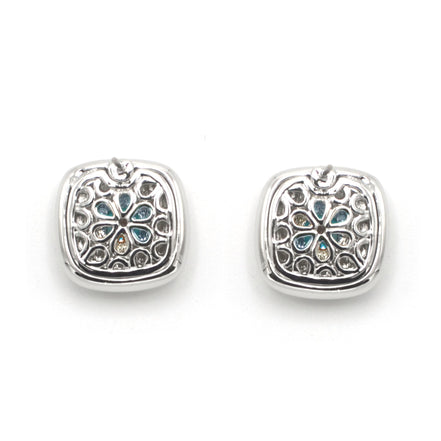 Two Tone Sapphire Crystal Square Earrings Set #73014ER-SAP (FD4)