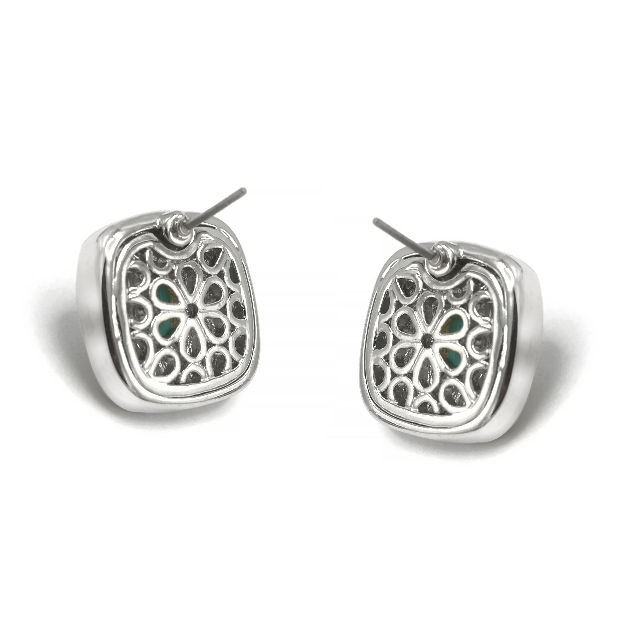 Two Tone Turquoise Square cable Earrings for Women #73014ER-TRQ(FH14)