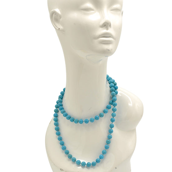 9 MM Turquoise Beads Long Necklace #SWKK-11885TRQ (DG5-6)