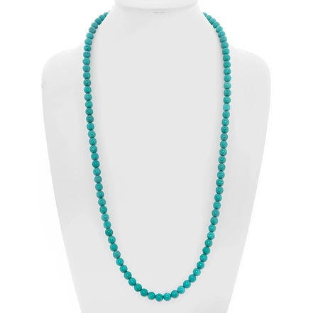 9 MM Turquoise Beads Long Necklace #SWKK-11885TRQ (DG5-6)