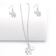 SILVER ELEPHANT PENDANT NECKLACE AND EARRINGS SET#SWKK-11938SIL (MG18)