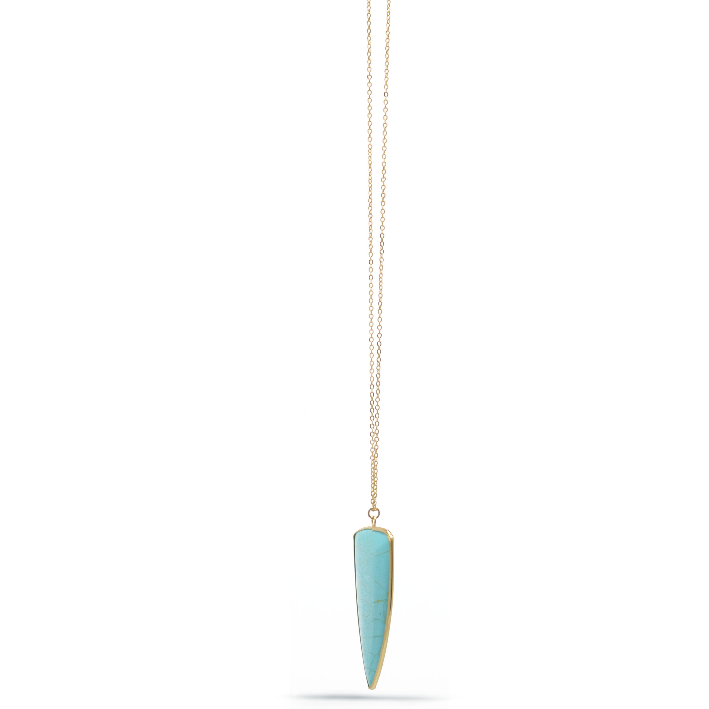 GOLD TURQUOISE TRIANGLE PENDANT NECKLACE #HNN89951 (FB1)
