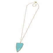 GOLD TURQUOISE TRIANGLE PENDANT NECKLACE #HNN89951 (FB1)