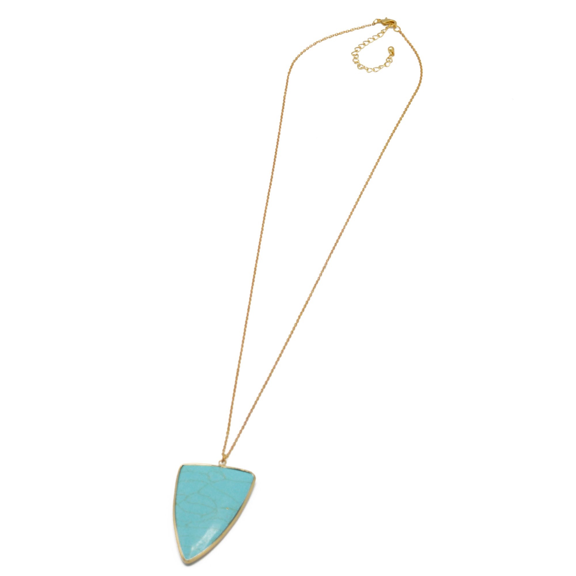 GOLD TURQUOISE TRIANGLE PENDANT NECKLACE #HNN89951 (FB1)