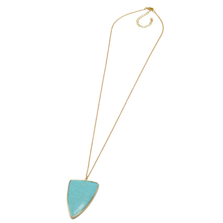 GOLD TURQUOISE TRIANGLE PENDANT NECKLACE #HNN89951 (FB1)