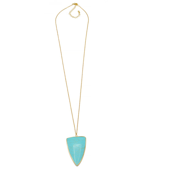 GOLD TURQUOISE TRIANGLE PENDANT NECKLACE #HNN89951 (FB1)