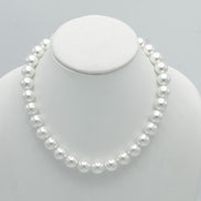 SILVER 12 MM WHITE PEARL SHORT NECKLACE #SQ321-1439S(IE22)