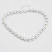 SILVER 12 MM WHITE PEARL SHORT NECKLACE #SQ321-1439S(IE22)