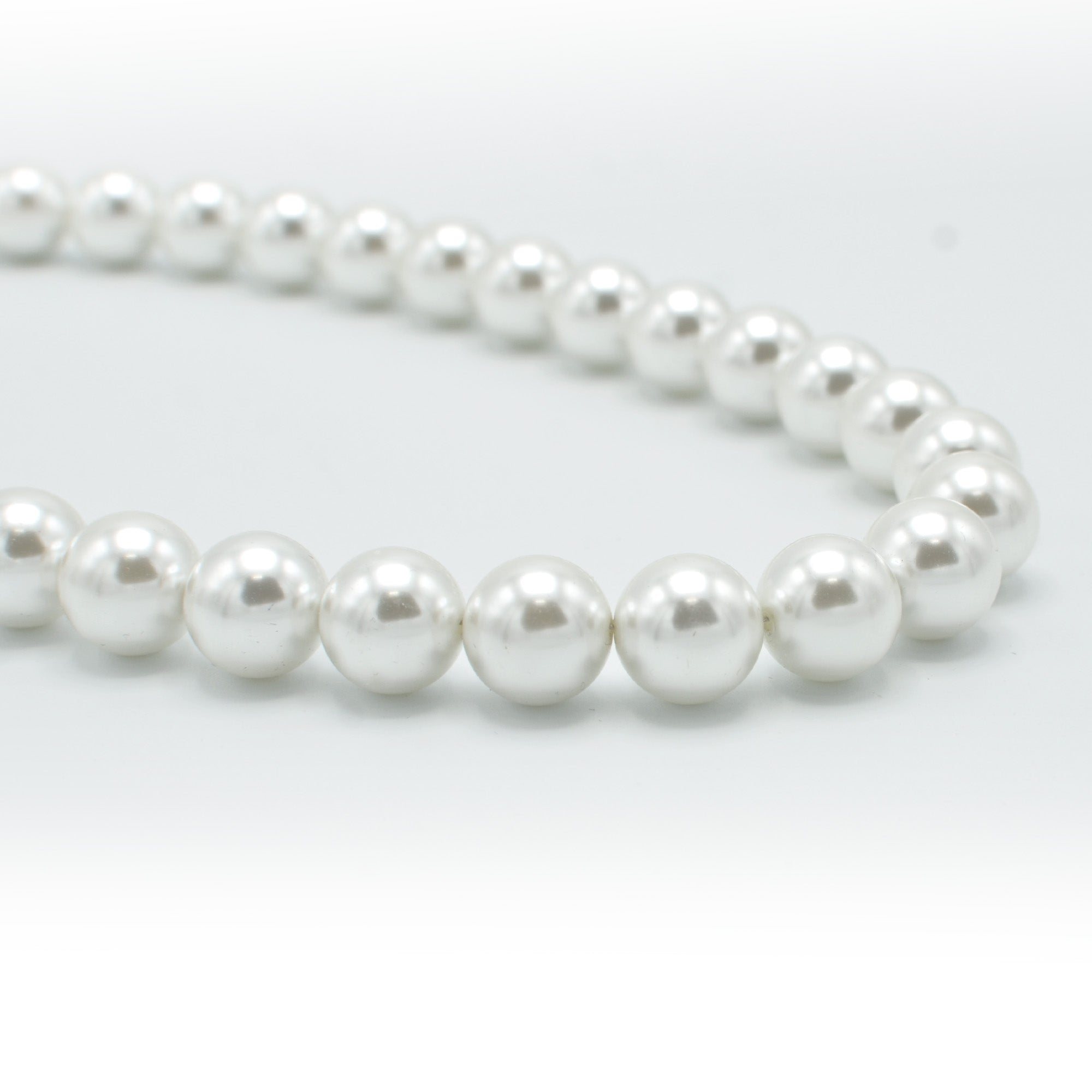SILVER 12 MM WHITE PEARL SHORT NECKLACE #SQ321-1439S(IE22)