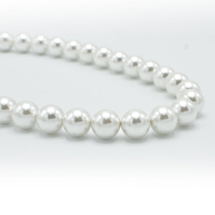 SILVER 12 MM WHITE PEARL SHORT NECKLACE #SQ321-1439S(IE22)