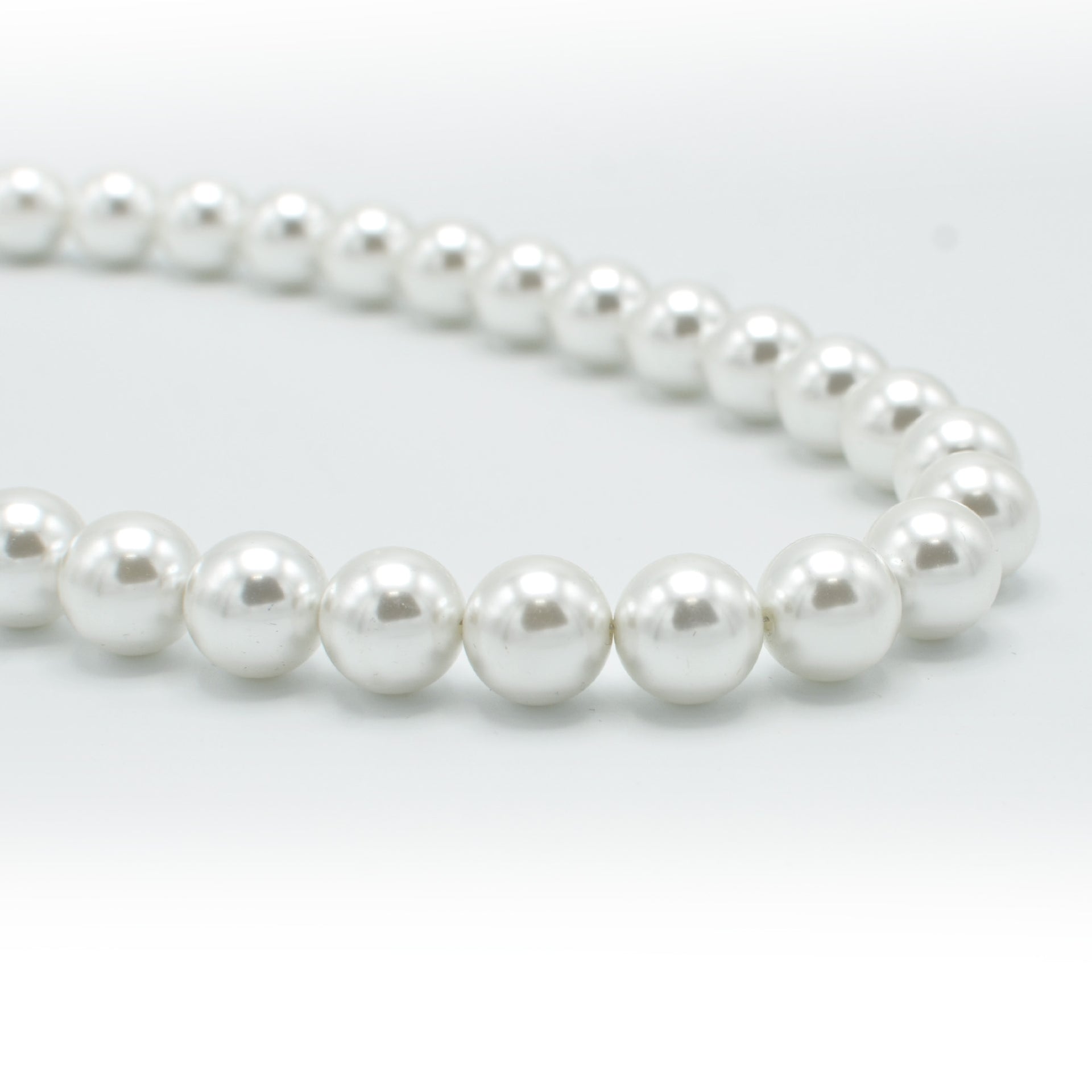 SILVER 12 MM WHITE PEARL SHORT NECKLACE #SQ321-1439S