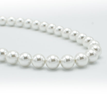 SILVER 12 MM WHITE PEARL SHORT NECKLACE #SQ321-1439S